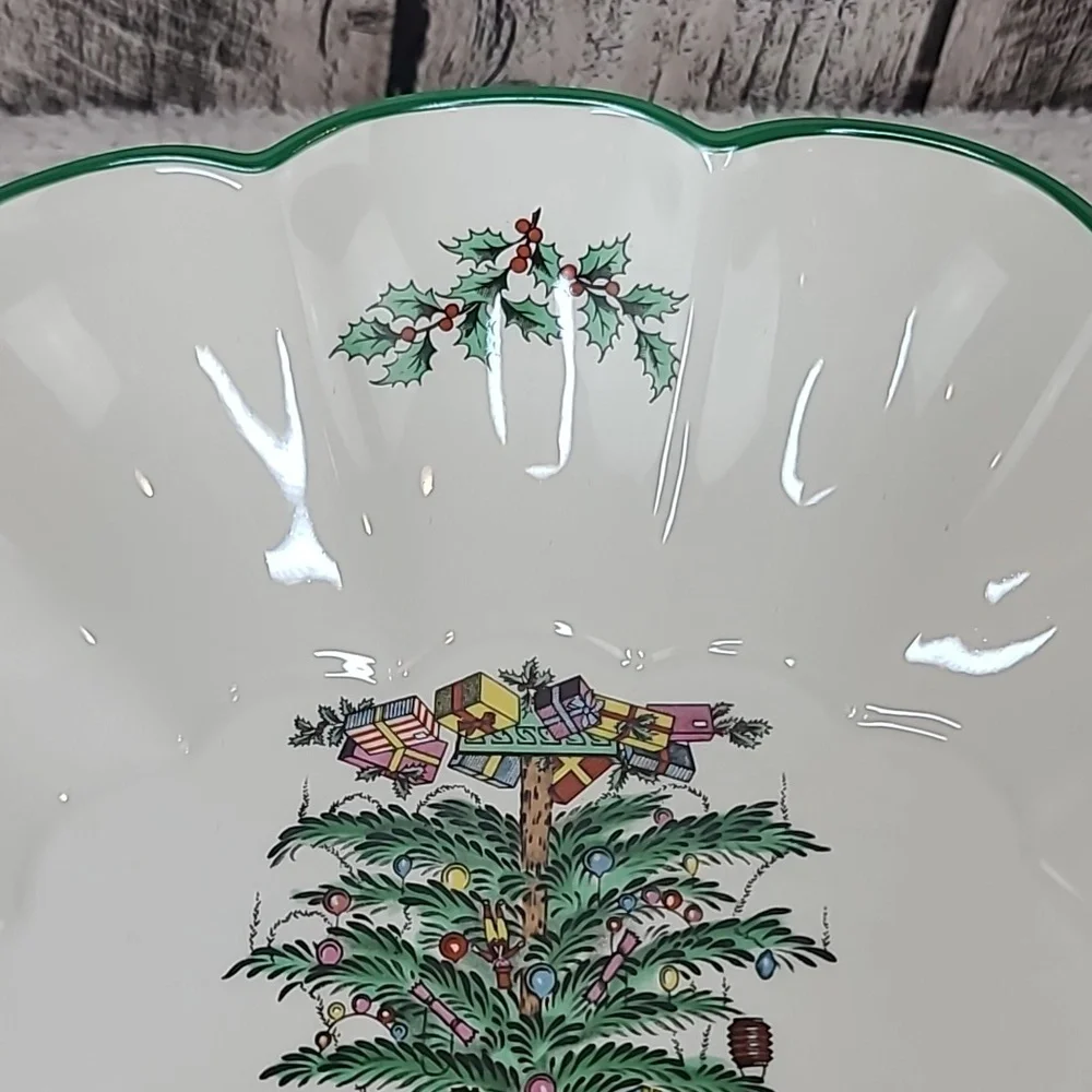 Spode Christmas Tree Mint Vintage Collector Medium Scallop/Fluted Oval Platter